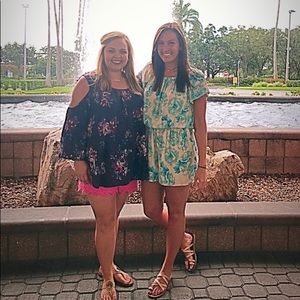 Boutique blue floral romper